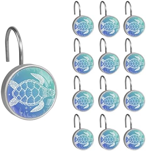 Josid Ocean Sea Turtle Chuveiro Caixa de cortina de 12 anos, anéis decorativos de cabide decorativos para o banheiro
