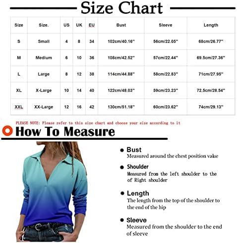 Ruziyoog Dressy Lapeel V Camisetas pescoço para mulheres Casual Manga longa Tiça tampa impressa Tee Low Cut Sexy Blouse LOW FIT Blouse