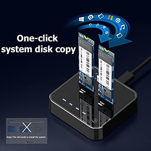 SLNFXC USB 3.1 Tipo C a M.2 Dual Bay Baía Externa Docking Station com clone offline para M2 SSD suporta o suporte de 2 TB