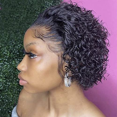 9 peruca feminina de peruca preto pequeno cabelo cacheado capa de cabeça curta peruca feminina de alta temperatura de