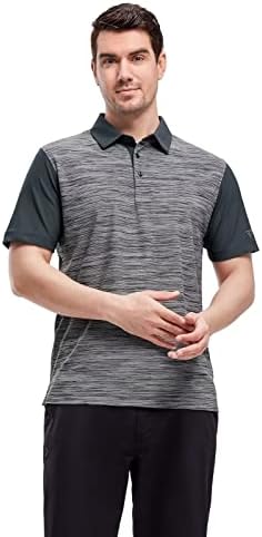 Camisas de golfe para homens seco ajuste curto e longa manga umidade performance pique pique heather casual golfe pólo camisetas