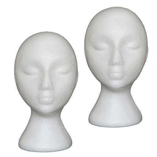 BeaUpretty 2pcs fêmea Modelo de cabeça de espuma fêmea Modelo de treinamento cosmético Cabeça de peruca de cabeça para uso de peças de cabelo