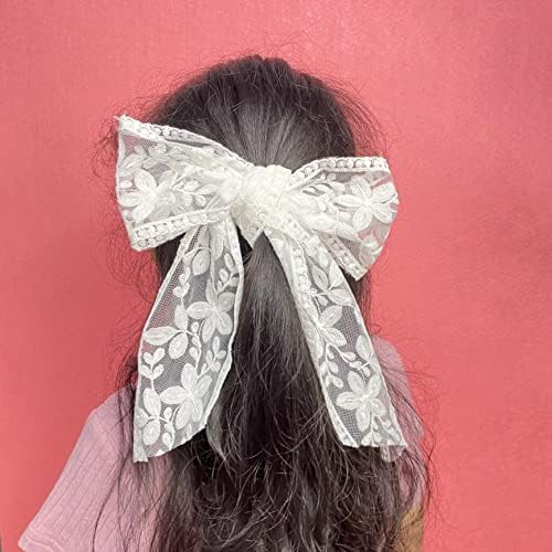 Virfonor White Floral Lace Ribbon 3,35 polegadas, acabamento em renda de bordado vintage para costura DIY, embrulho