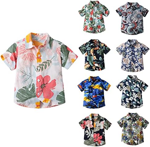 Criança infantil de verão garoto de menino roupas casuais de manga curta camiseta floral camisa de praia tops fora