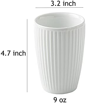 Sizikato 2pcs puro copo de porcelana branca, 9 oz de xícara de xícara de café