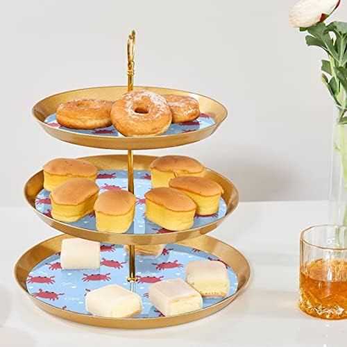 Suporte de cupcake de caranguejo para massa, 3 bolo de ouro de plástico em 3 stand para mesa de sobremesa, cupcakes Tree Tower Stand