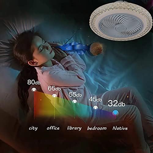 Ventilador de teto Fehun com controle leve e remoto Crystal Silêncio 3 velocidades Bedroom LED LED Ultra-Film Light Light