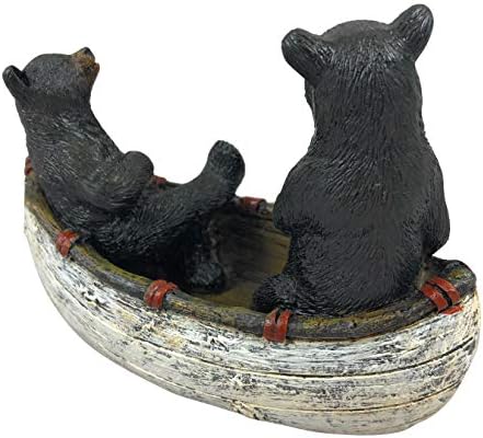 2 Ursos pretos canoagem estatueta de cabine rústica de cabine 4,5 x 3,5