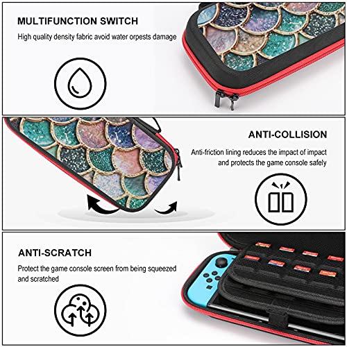 Sparkle Glitter Mermaid Scales Viagem Pattern Transporting Case Tote Bag para Nintendo Switch Acessórios mantém 20 bolsa