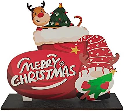Desenho de natal pendente de santa -decorações coloridas pequenas campainhas de madeira pingente de natal árvore decoração de casa estrela de Natal cristal