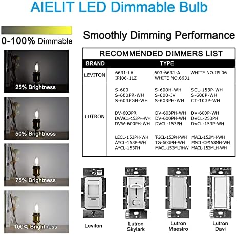 Aielit 8-Pack 2W B11 E26 LED BULLB/A15 BULLE DE BULBA LED LED, LUZ INCANDESCENTE EQUIDANTES DE 25W, Bulbo incandescente, 5000k