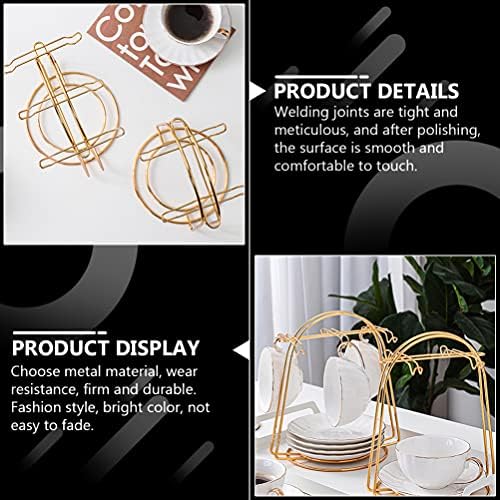 JoJofuny Golden Metal Tea Canecas Display Stand 4 Hook Hook Copo de estilo europeu Tree Tree Withed Iron Lirs Organizer rack para café