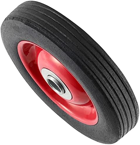Muklei 5 pacote de 6 x 1,2 polegada de borracha sólida pneu livre, roda de caminhão manual com rolamento de esferas e diâmetro do eixo de 5/8 polegadas, roda de borracha sólida, capacidade de 350 libras