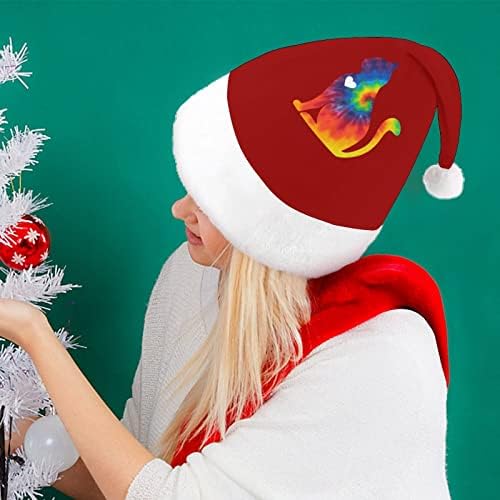 Tie Dye Cat With Heart Christmas Hat Hat Soft Pray Santa Bap Funny Beanie para a Festa Festiva do Ano Novo de Natal
