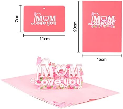 Janfeel Mothers Day Pop -up Card, te amo mãe para a esposa da mãe como presente do Dia das Mães Handcraft 3D Cartão 6x8 polegadas com envelope e tag de nota em branco