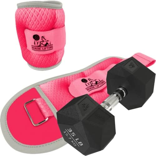 Pesos do pulso do tornozelo 3lb - pacote rosa com halteres prisma 35 lb