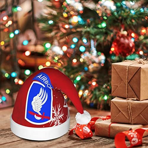 Exército 173rd Brigada aérea Aerotransportada Funny Adults Plexho Papai Noel Light Up Christmas Hat for Women & Men Xmas Holiday Hat Hat