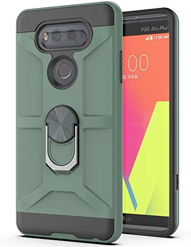 YMHXCY Compatível para caixa LG V20/VS995/H990/LS997/H910 com protetor de tela HD, suporte de kickstand com anel rotativo de 360 ​​graus camadas duplas de capa de telefone à prova de choque para LG V20-ZS verde escuro escuro