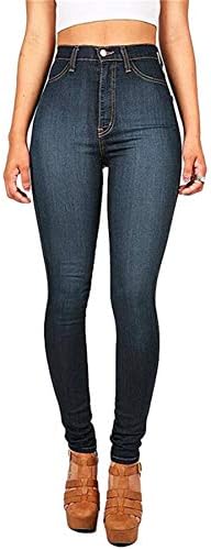 Andongnywell Women Lovel Wistide Jeans Skinny High Rise Slim Fiit calças jeans elásticas com bolsos