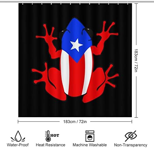 Puerto Rico Flag Fropo 4 peças Cortina de chuveiro decoração de banheiro com tapetes Oxford Curtain Curtain Crux