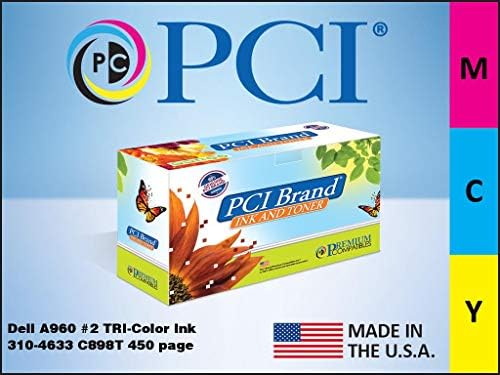 PCI Brand Remanufacured Tink Cartuction Substituição para Dell A960 Series 2 Tri-Color Ink 310-4633 C898T 450 Página Rendimento