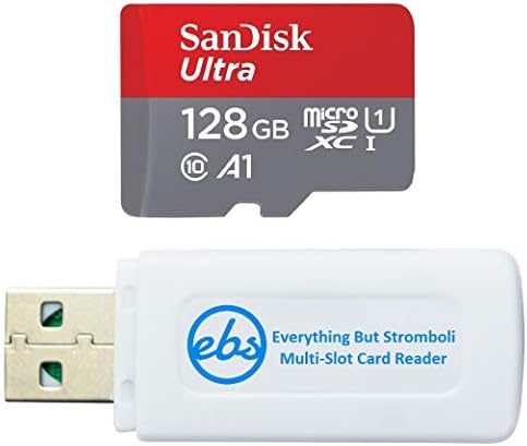 Sandisk 128GB Ultra MicroSD Memory Card funciona com LG G6, LG V30, Q6, G5, G4, K40, pacote de telefone celular Phoenix 4 com tudo, menos Stromboli Micro Card Reader, leitor de cartões