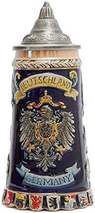 Haucoze cerveja caneca caneca alemã de armas Stanley Viking Tankard com Petwer Lid Birthday Gifts 0.6liter