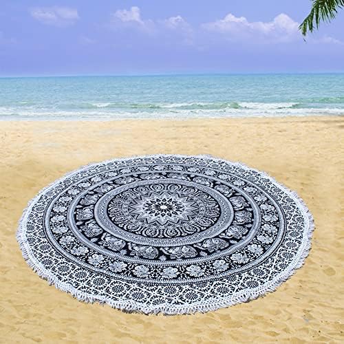 Redonda praia tapeçaria mandala boho hippie cobertor indiano algodão boêmio grande mesa toalha de peite decoração de casa ioga tapete