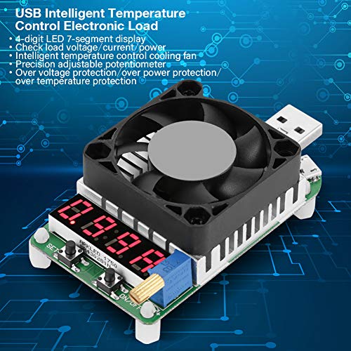 OUMEFAR 35W 5A USB DC Testador de carga eletrônica de descarga ajustável Módulo LCD Display com ventilador de resfriamento para