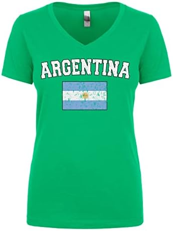 Cybertela feminino desbotado argentina argentina bandeira juniores camiseta de decote em V