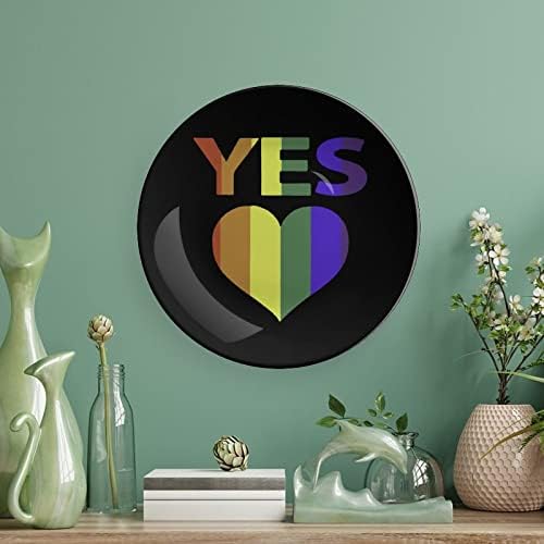 Sim Vote na igualdade de casamento Placa decorativa gay de pridecerâmica com stand Plate Home de Stand Bone China para casa de estar em casa cozinha