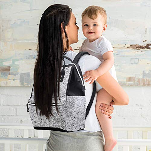 Bolsas de fraldas do padrão cinza de grãos de madeira Backpack Mummy Backpack de grande capacidade Bolsa de enfermagem Bolsa de viagem para cuidados com o bebê