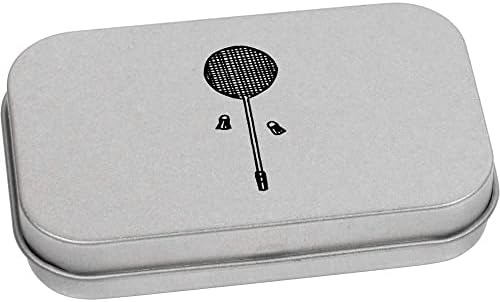 Azeeda 'Badminton Racket' Metal Articled Stationery Tin/Storage Box