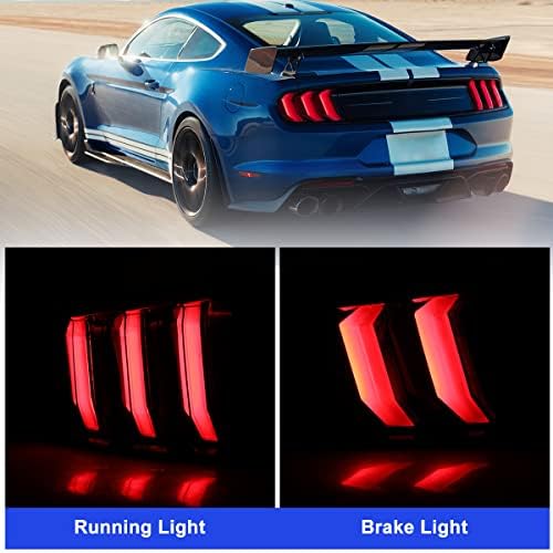 Conjunto de luzes traseiras LED Roxx para 2015-2023 Ford Mustang/Shelby GT350 e 2018-2020 Shelby GT500, pares traseiros com sinais de turno sequencial LED, LED completo, lacrado completo, motorista e lado do passageiro