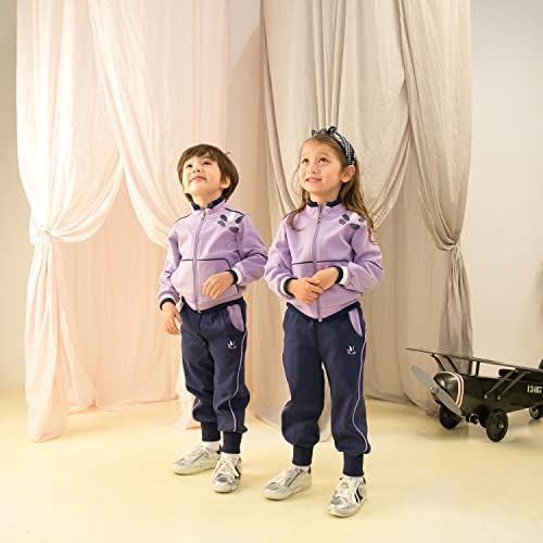 ROROanco Kids Tracksuits Crewneck Pullover & Jogger Conjunto de moletom calça de suor de 2 peças Treno de traje ativo de manga longa