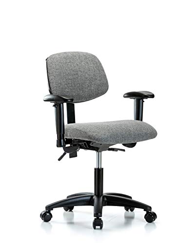 Labtech Seating Lt41499 Fabric Desk Cadeira de altura Base de nylon, inclinação, braços, rodízios, azul