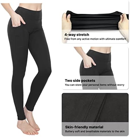 Sempre bolsões com calças de ioga perneiras para mulheres - amanteigada alongamento de cintura alta de cintura ativa academia atlética