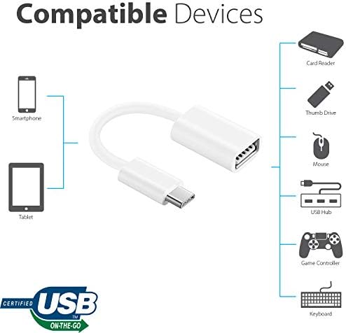 Adaptador OTG USB-C 3.0 Compatível com o seu LG 38WN95C-W para funções de uso rápido, verificado e multi, como teclado, unidades