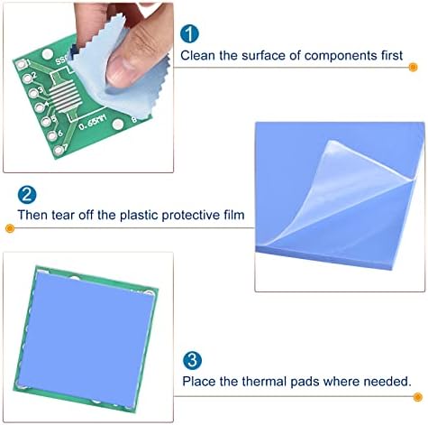 Meccanixity Thermal Pad Heat Condução Padrões de silicone condutores 100 x 100 x 1 mm 2W para componentes Pacote azul de preenchimento de lacunas de 3