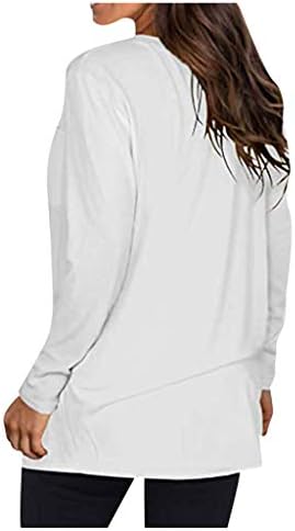 Camisetas de manga comprida para mulheres tops de pulôver de bolso de cor sólidos queda/inverno quente moletons confortáveis