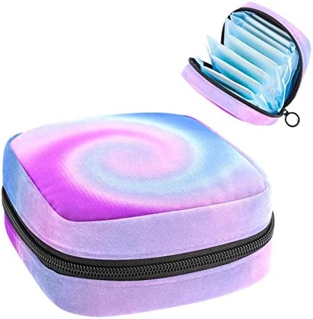 Bolsa de armazenamento de guardanapos sanitários de Oryuekan, bolsas de zíper menstrual reutilizável portátil, bolsa de armazenamento de tampões para mulheres meninas, Mosaic Psyche Purple Swirl Pattern
