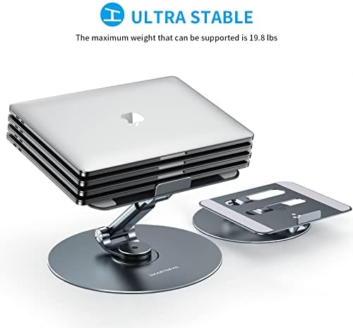 Laptop SmartDevil Stand para mesa, altura ajustável para 20 '', suporte de computador para laptop, laptop riser com 360 base rotativa, laptop portátil para o MacBook Air Pro, todos os laptops de até 17 polegadas