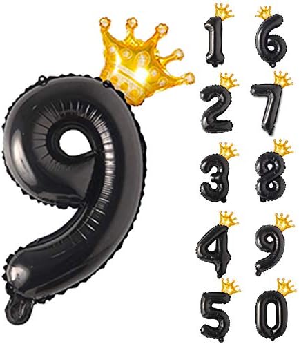 Balão do número preto de Gadeja, festa decorativa de festa de aniversário da Crown Digital Crown, balões de aniversário de
