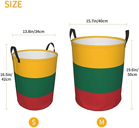 Cestas de lavanderia de lavanderia da bandeira lituana cestas de armazenamento dobrável para cesta de lavanderia para quarto