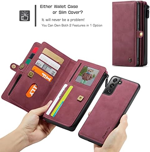Caixa da carteira XRPOW Galaxy S22, [2 em 1 Magnético destacável] Caixa de bolso de bolso de fólio de couro PU Durável para Samsung