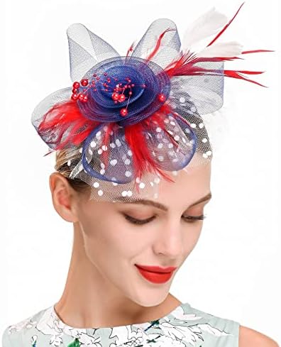 Chapéus da Igreja da Igreja de Organza 20s 50s Feather Fascinator Flor Feather líquidos Chapéus de Tea Party Acessórios