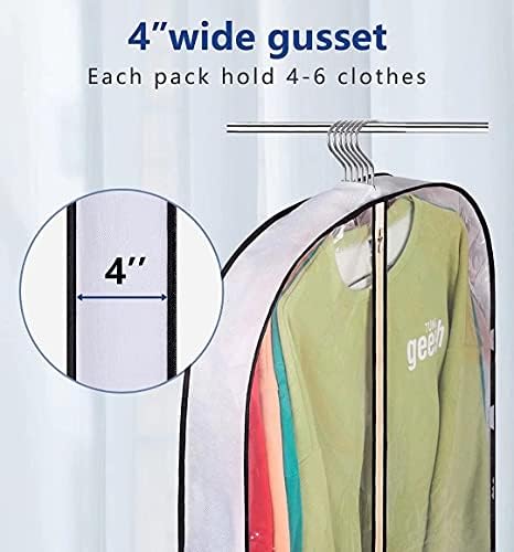 Sacos de vestuário pendurados aoda de 40 para roupas de armazenamento de armário de 4 roupas transparente de roupas transparentes para casaco, jaqueta, suéter