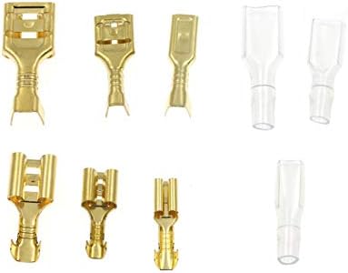 Lizhoumil 2.8/4,8/6,3mm Male conectores femininos isolados conectores de arame elétrico Terminais do conector de fio Kit Retirado 150pcs Gold+Silver