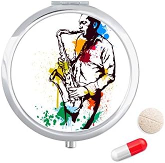 Watercolor Street Man Man Rock Music Pintura Cague Pocket Pocket Medicine Box Recipiente Distribuidor