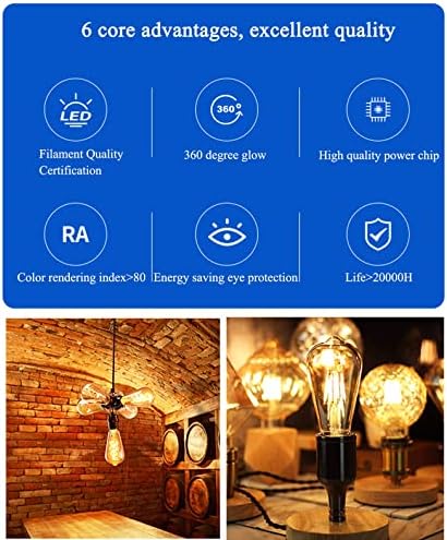 Lâmpada de Edison vintage 4W ST64, E26 Base Branco Branco 2700K AC110V LED LED LED LUZA